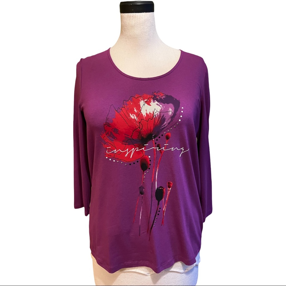Gerry Weber Purple Long-Sleeved Print Top / Sz 10